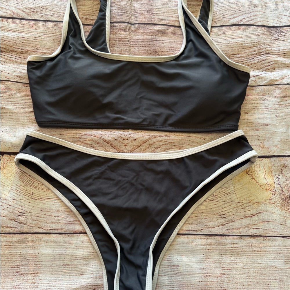 Gray and White Women's Bikini Set